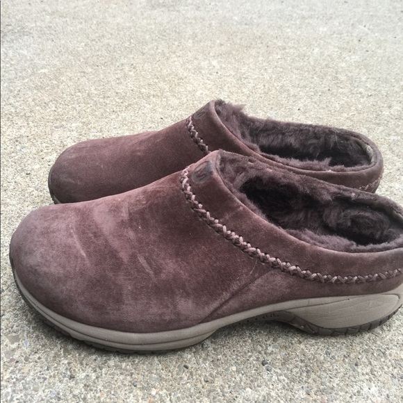 merrell mens fur lined clogs